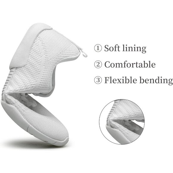 Girls White Cheerleading Shoes Breathable Youth Cheer Competition Sneakers - Picture 3 of 8